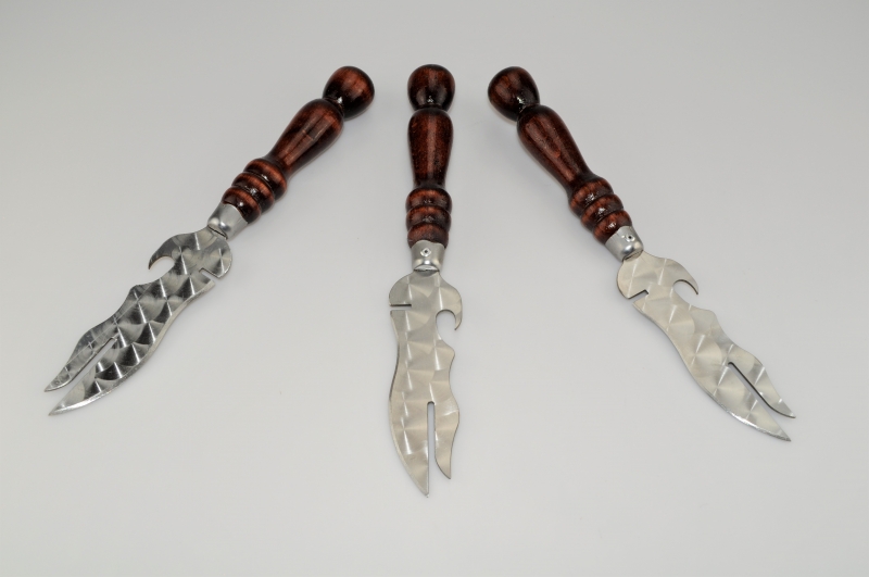 Grillmesser, Schaschlikmesser, Messer Holzgriff aus lackierter Buche mit Niete